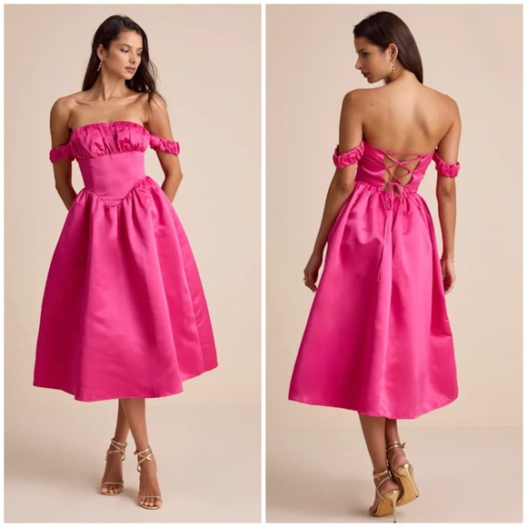 Lulus Dresses & Skirts - Lulu's Vibrant Pink Backless Dress